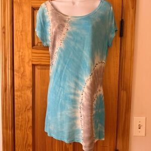 Tie-Dye Blue and Gray Women's Top